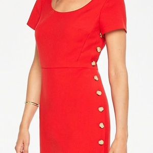 Doubleweave Side Button Sheath Dress